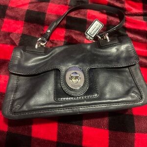 Coach Midnight Black Leather Shoulder Bag